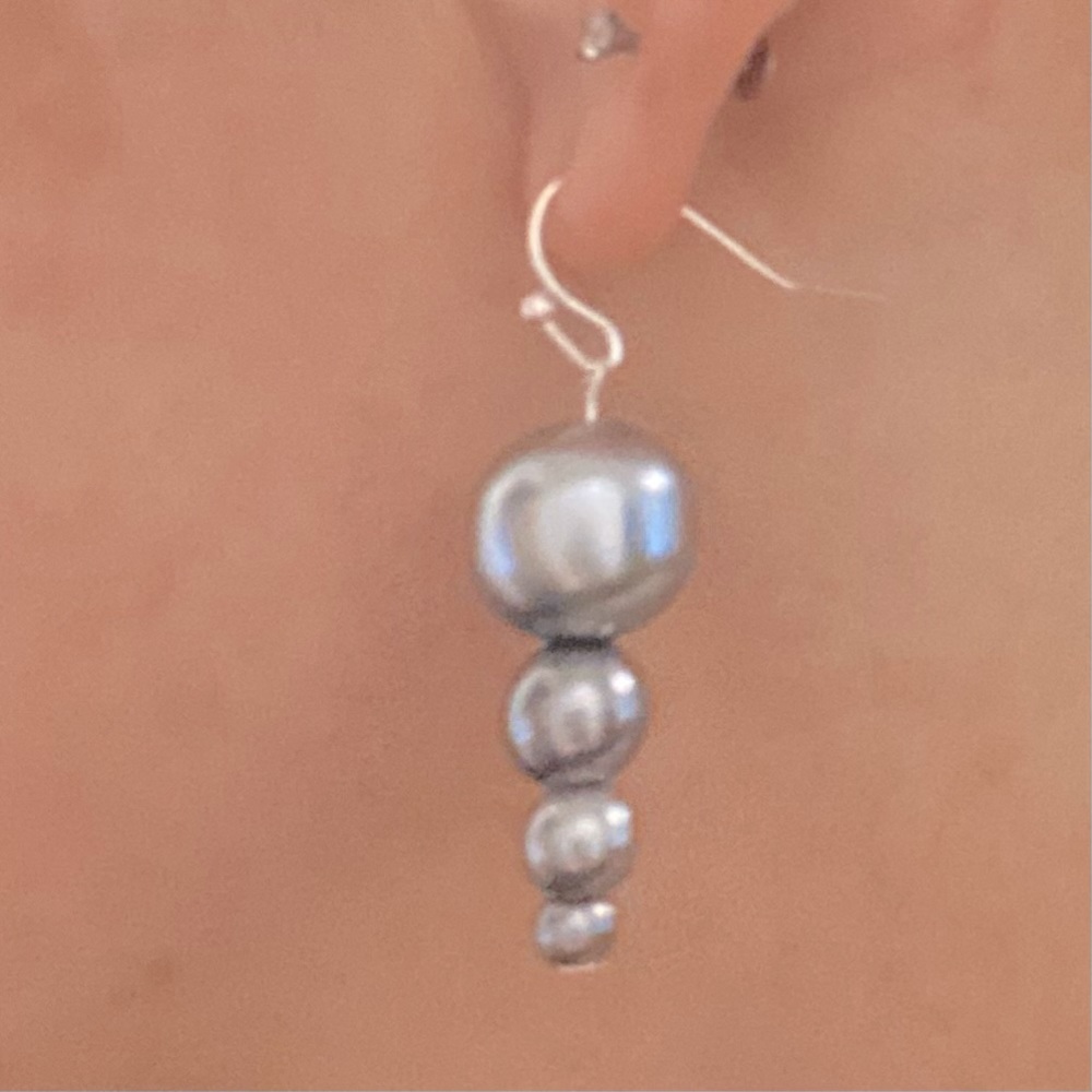 Hand assembled silver glass pearl earrings